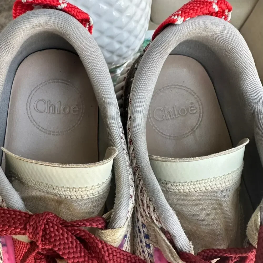 Chloe Nama Joy Red‎ Low Top Platform Sneakers EU 40 US 9.5 Multicolor